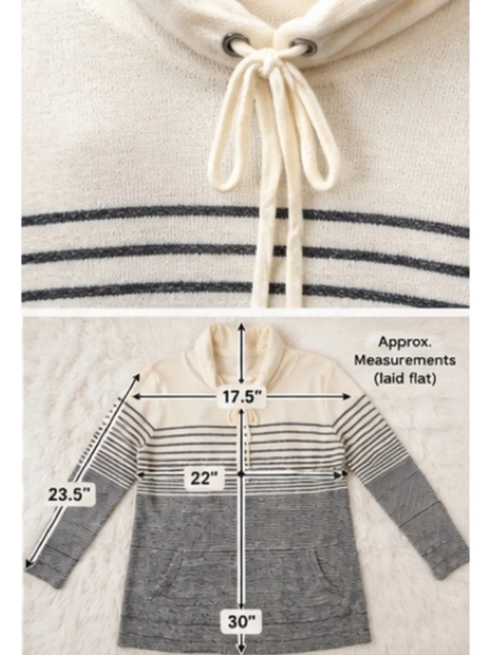 Talbots L Lambswool Blend Ombré Striped Cowl Neck Tunic Sweater